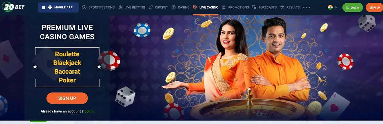 20bet - live casino for IND