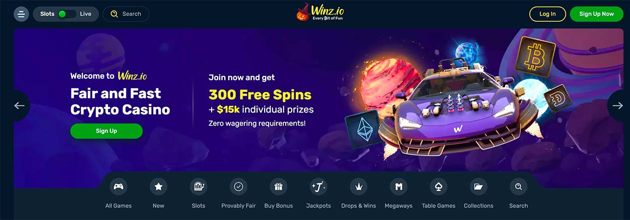 Winz Casino Main Lobby for India