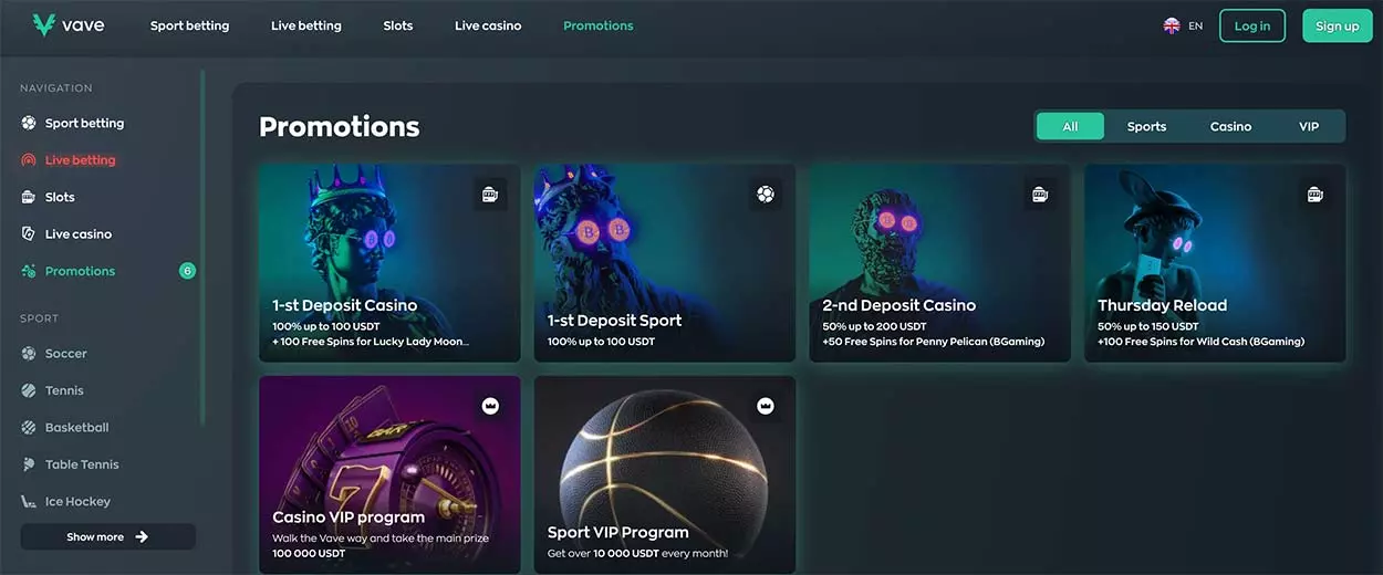 Vave bonuses, promotions and bonus codes for Indian players