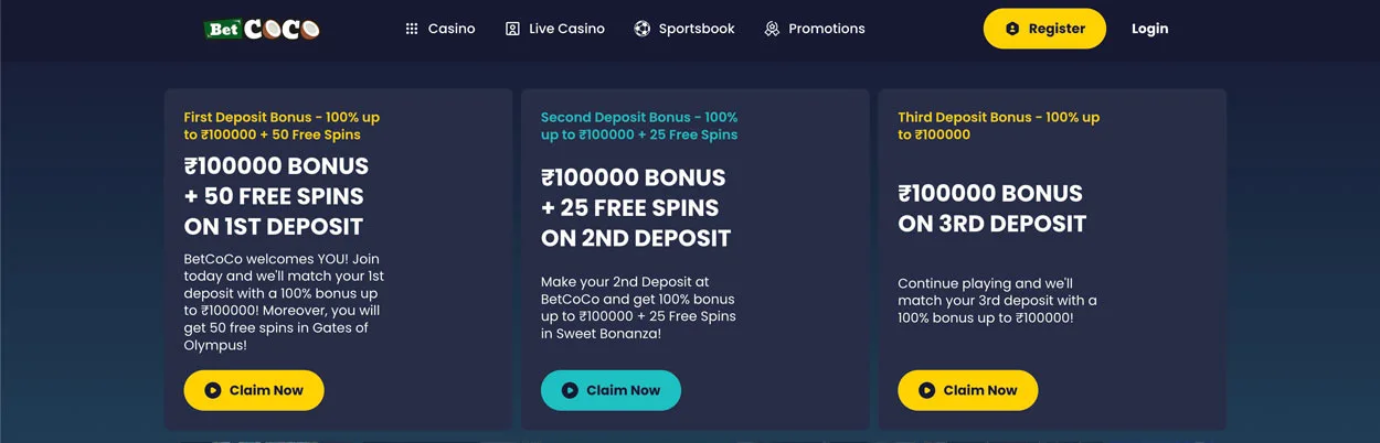Betcoco Casino deposit bonuses